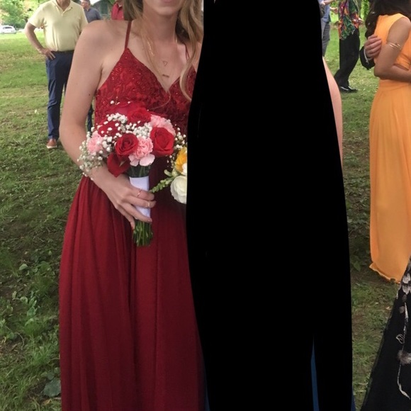 PROMGIRL BURGUNDY/RED PROM DRESS WORN ONCE - Picture 4 of 6